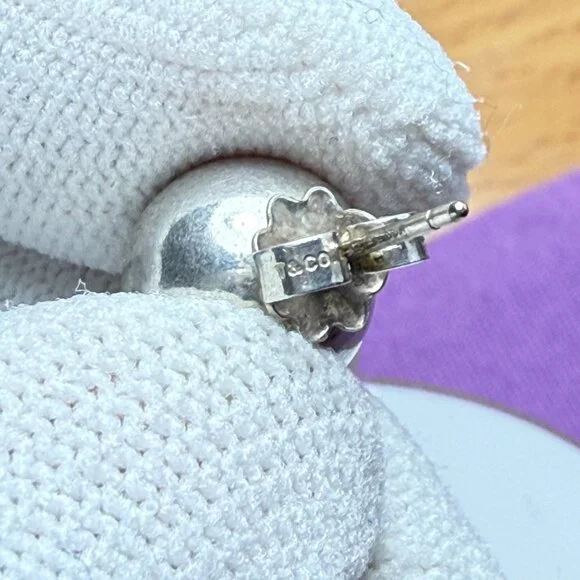 $695 Authentic TIFFANY & Co. Unisex Classic Ball Bead Silver 925 Stud Earrings
